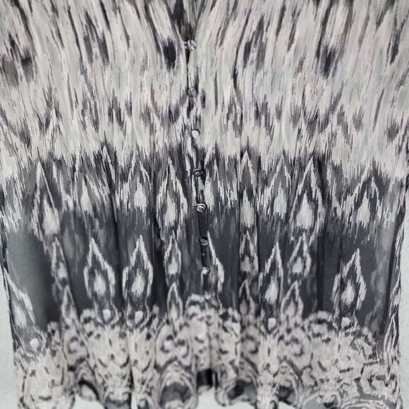 Joie Sheer Cover up Blouse Womens Medium Silk Flowy Black White Button Up Boho - Picture 12 of 14